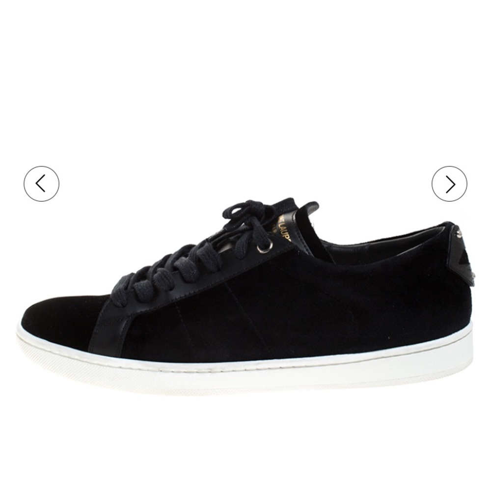 Saint Laurent Velvet & Leather Sneakers - Picture 3 of 13